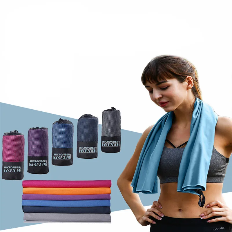 Verdickte Mikrofaser-Handtücher, schnell trocknende, saugfähige Sport- und Campinghandtücher, ultraweiche, tragbare Handtücher für Fitness, Schwimmen, Yoga und Strand – Detail 1