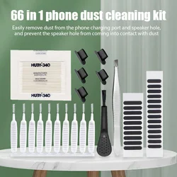 66pcs Universal Mobile Phone Cleaner Kit with TypeC Charging Port Dust Plug for Samsung Xiaomi Redmi Poco Headset Cleaning Kit