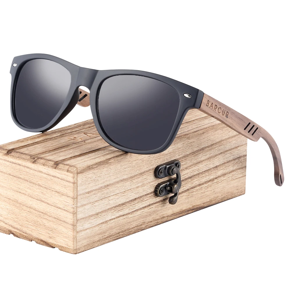 Barcur Natural Woode Sonnenbrille für Männer polarisierte umwelt freundliche Sonnenbrille Mann Brille UVA & B Schutz leichte Sonnenschirme