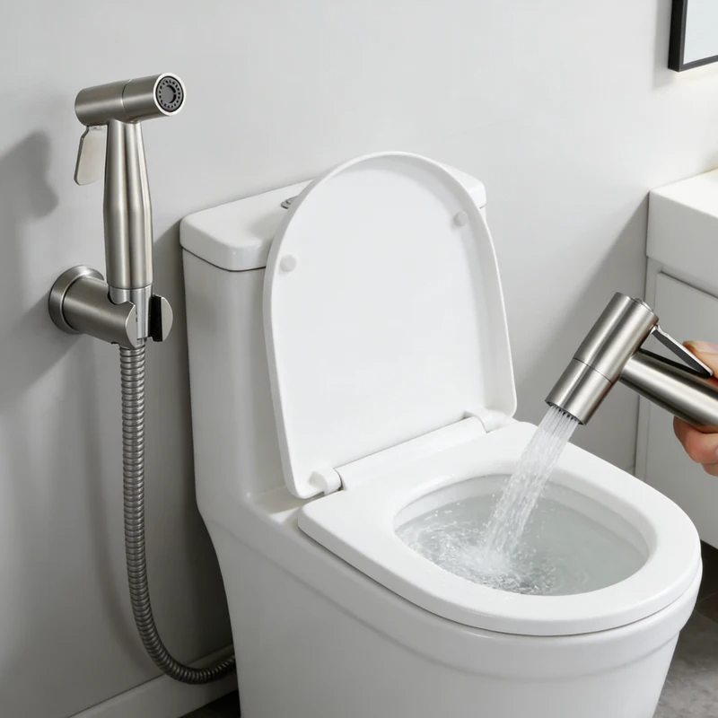 

Ручной распылитель для унитаза, аксессуар для ванной комнаты, ручной бидетный распылитель, самоочищающаяся душевая насадка, ручной смеситель