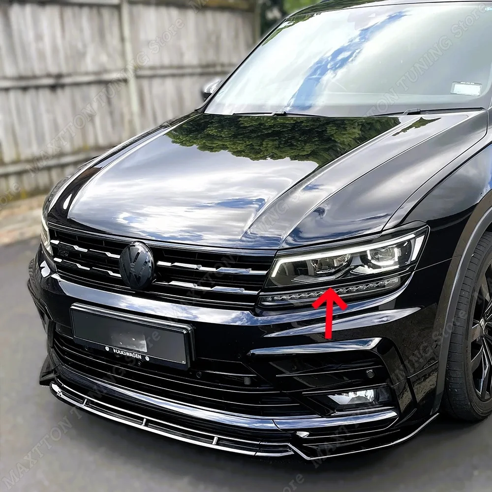 2pcs ABS Front Headlight Decoration Strips For Volkswagen Tiguan 2017-2021 MK2 R Line Lamp Eyelids Protector Splitter Stickers