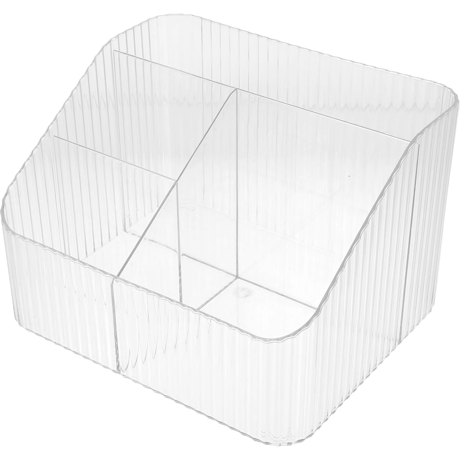 

Acrylic Desktop Organizer Remote Control Storage Box With Multi-Grid Compartments Tabletop Sundries Holder Brush