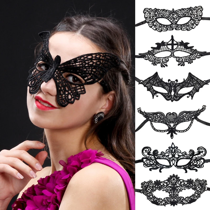 Halloween Black Queen Lace Mask No Fixed Shape Embroidery Appliques Party Costume Carnival Mask Woman Masquerade Mask