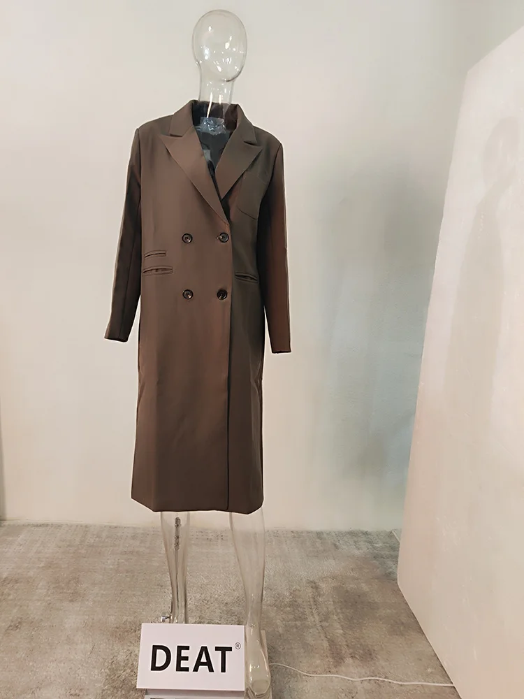 DEAT moda donna Trench dentellato doppio petto maniche lunghe allentato Overknee Suit giacche autunno 2024 nuova marea 17 a5556