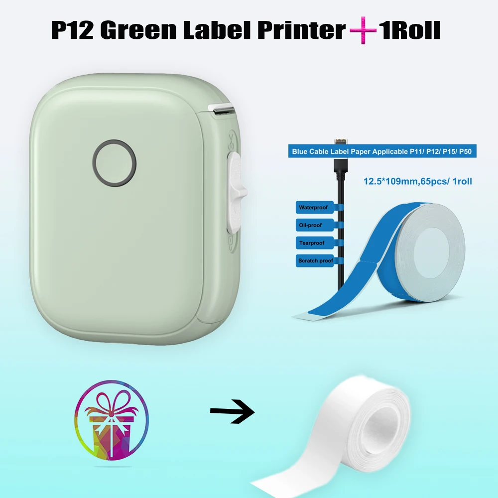 Tiny P12 Bluetooth Label Printer Compact & Versatile Ideal for On-the-Go Labeling Tasks Connecting via Bluetooth to Marklife APP