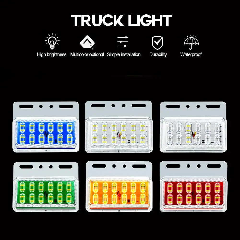 

12D Cargo Truck LED 24V High Brightness Waterproof Width Trailer Ground Light Light Side 12V Light Parts Truck Tire Waist L D0M4
