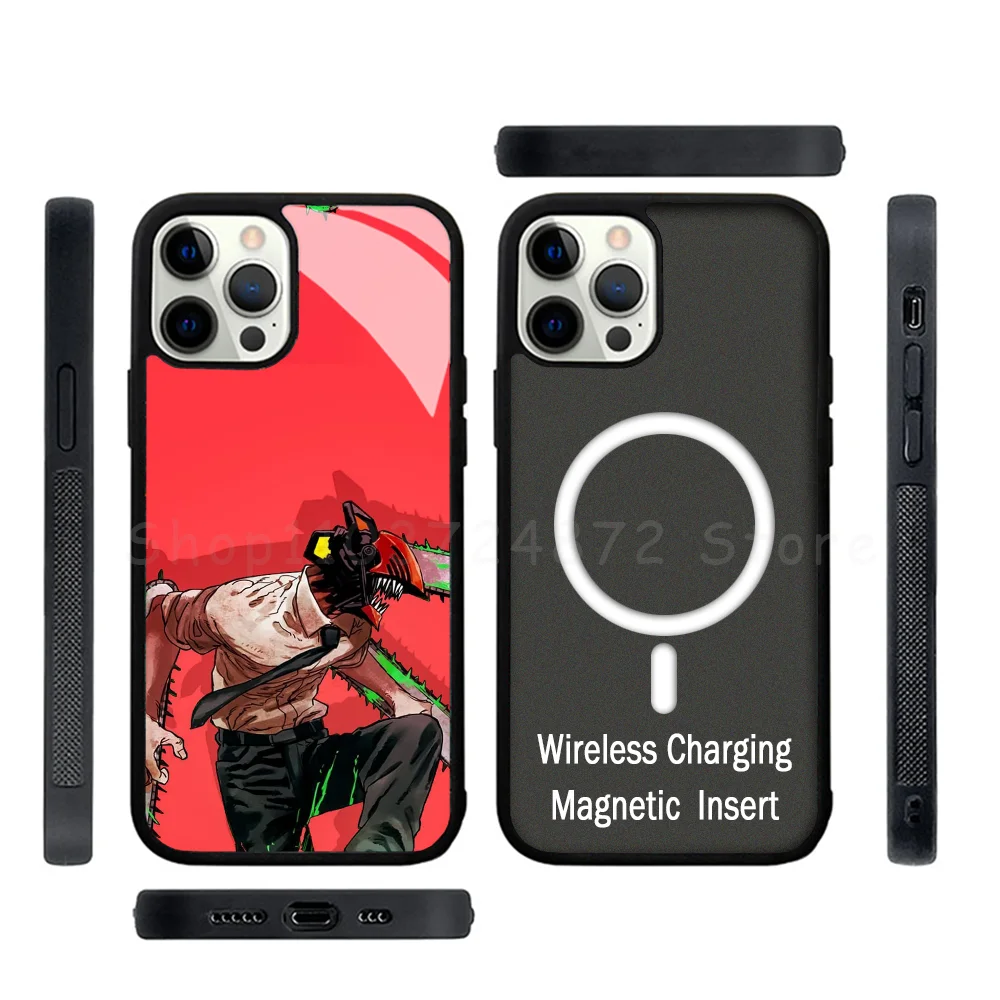 

Denji Chainsaw Man Phone Case Strong Magnetic For IPhone 15 14 13 Pro Max Alex Mirror For Magsafe Wireless Charging Cover