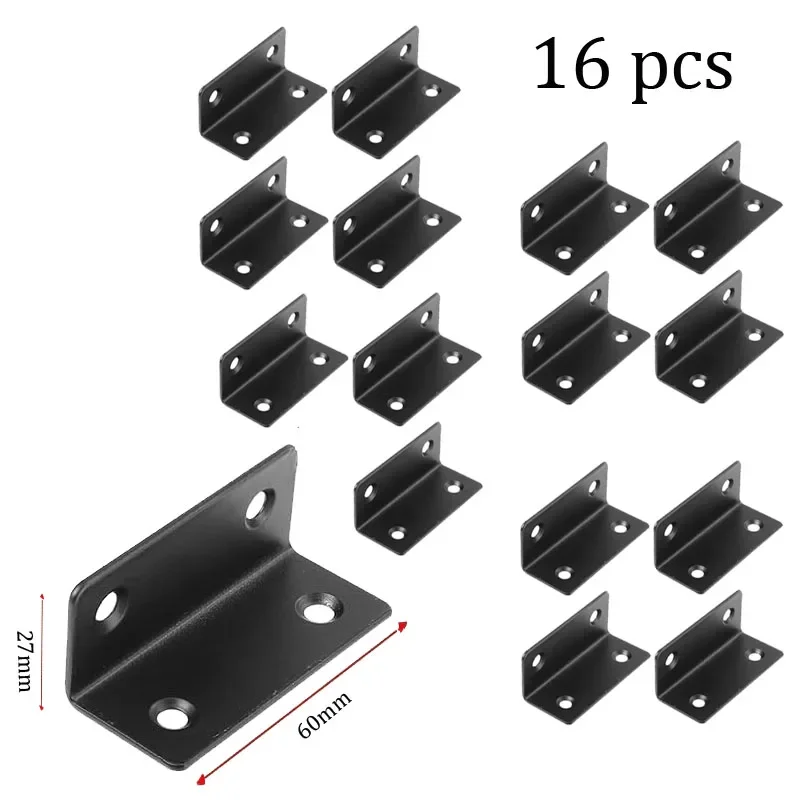 

16 pcs L-Shaped Corner Code Metal Bracket Angle Bracket Fastener Duty Right Angle Brackets Stainless Steel Table Legs Furniture