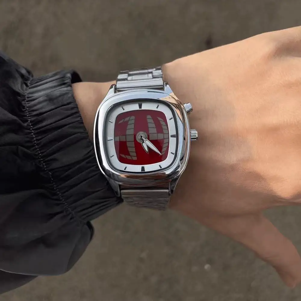 

1 шт. квадратные динамичные цифровые мужские часы, корпус из цельной стали, ретро-дизайн, нишевые высококачественные наручные часы