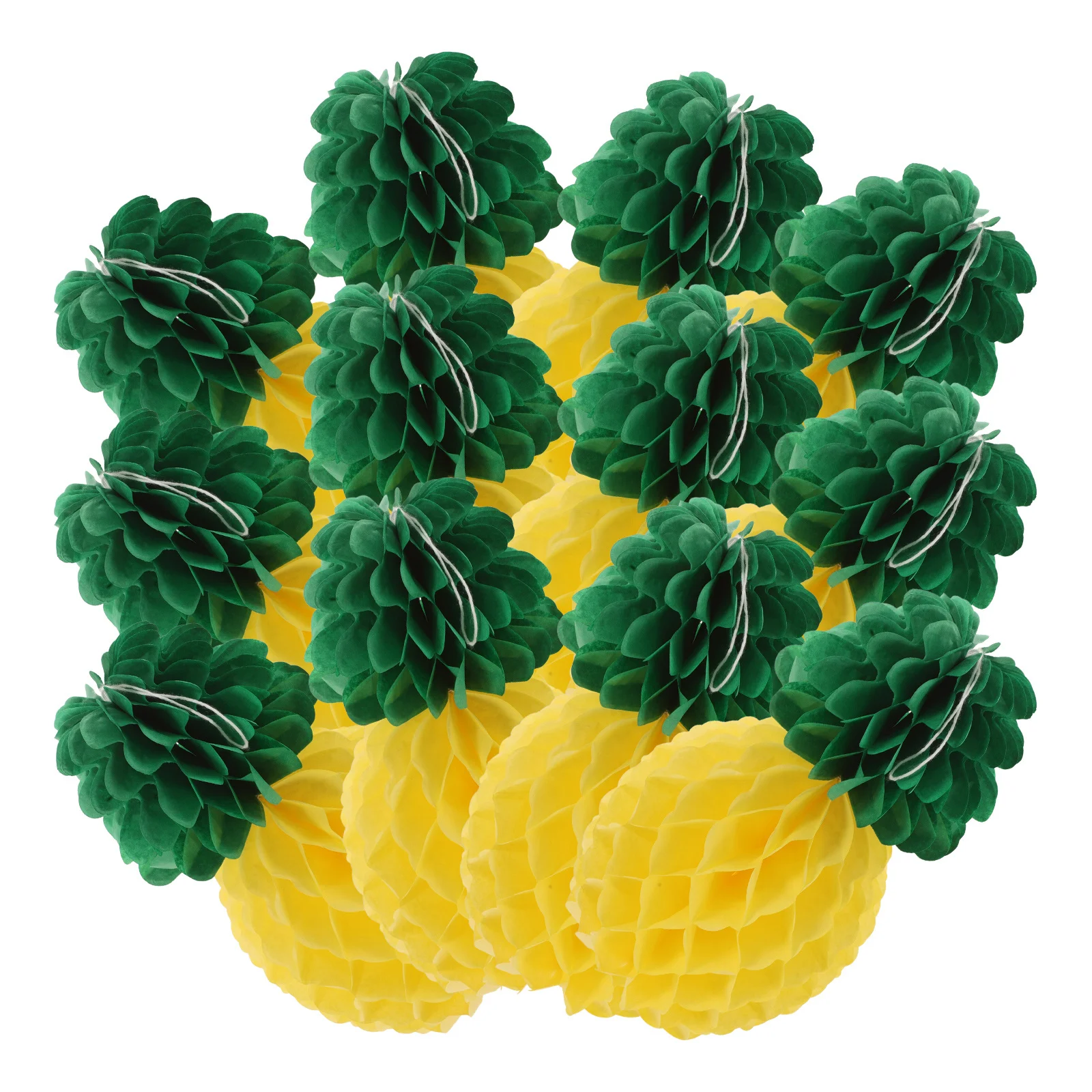 

9pcs Pineapple Hanging Decor Honeycomb Ball Paper Pendant For Party Home Decoration Hawaiian Party Supply Fruit Shape Hanging