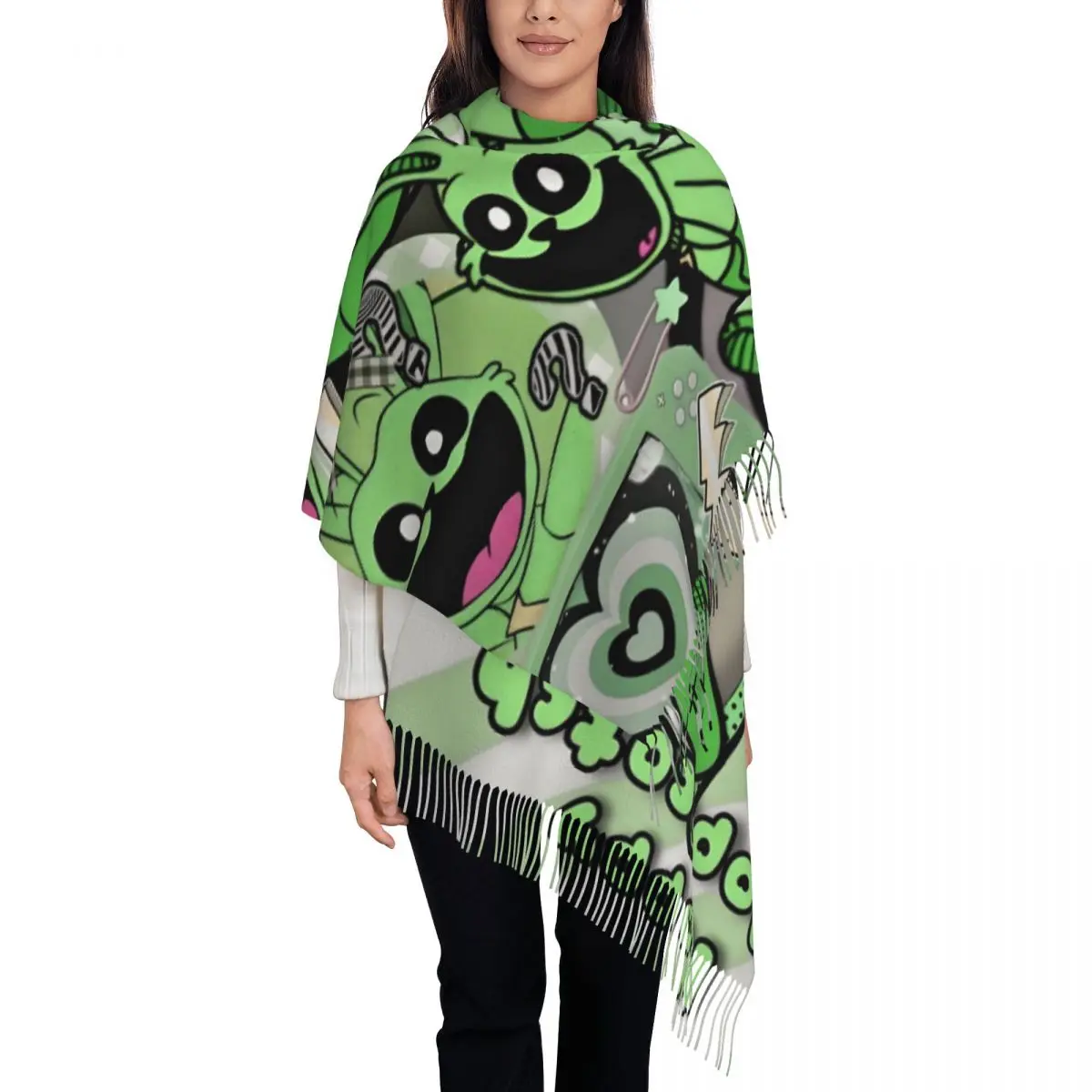 

Шарф с принтом улыбающихся животных по индивидуальному заказу для женщин и мужчин, зима-осень, теплые шарфы, шаль с облаком, шаль