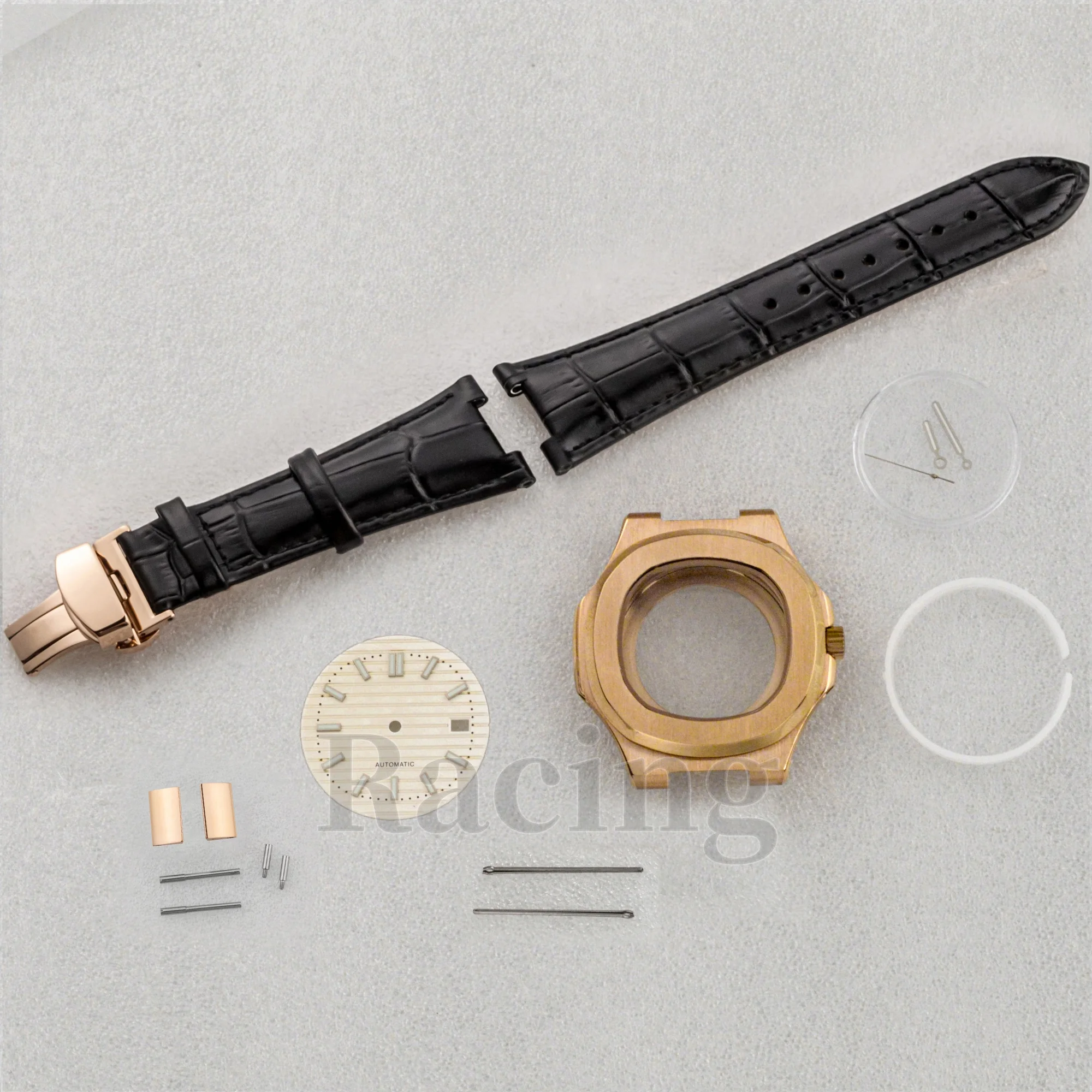 NH35 Case 41mm Watch Case Genuine Leather Strap Luminous Dial Hands for Nautilus Watches Mod Accessories fit NH35/36 Movement