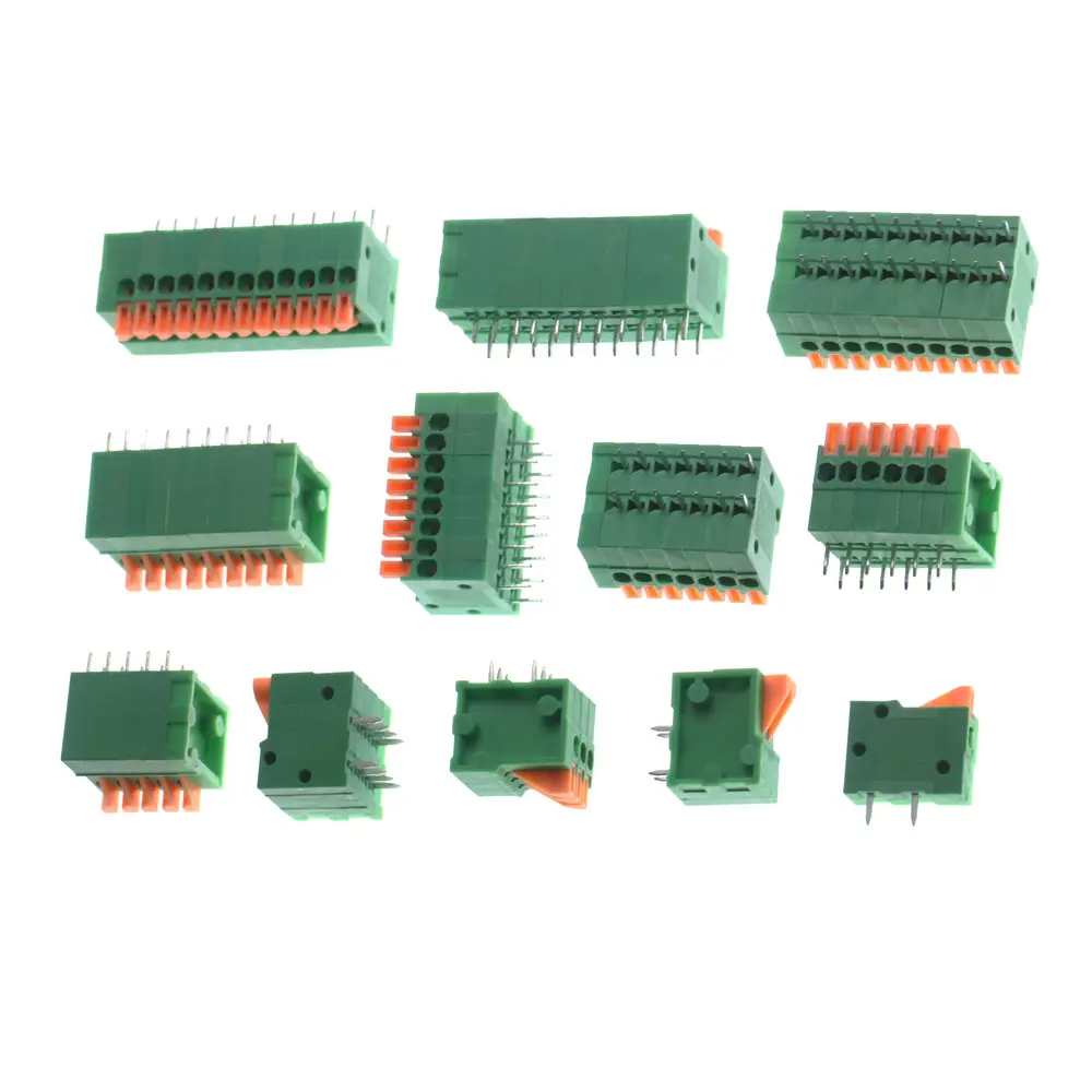 10Pcs 2.54mm Pitch KF141V KF141R Push-in Spring Screwless Terminal Block Straight/Bent Foot 1/2/3/4/5/6/7/8/9/10P PCB Connector