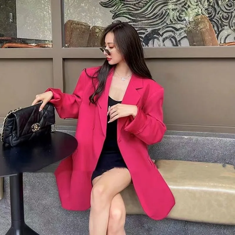 سترة نسائية فاخرة للربيع والخريف تصميم مكتب سيدة الدعاوى معاطف طويلة الأكمام فضفاضة الراقية القمم العصرية الحلل جديد