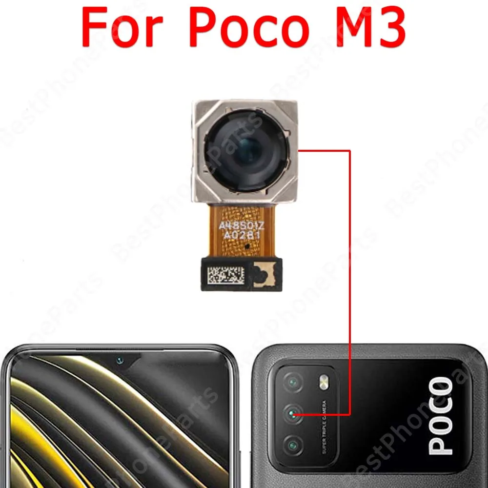 Front Back Camera For Xiaomi Mi Poco M3 Frontal Backside Small Replacement Repair Rear Selfie Camera Module Spare Parts