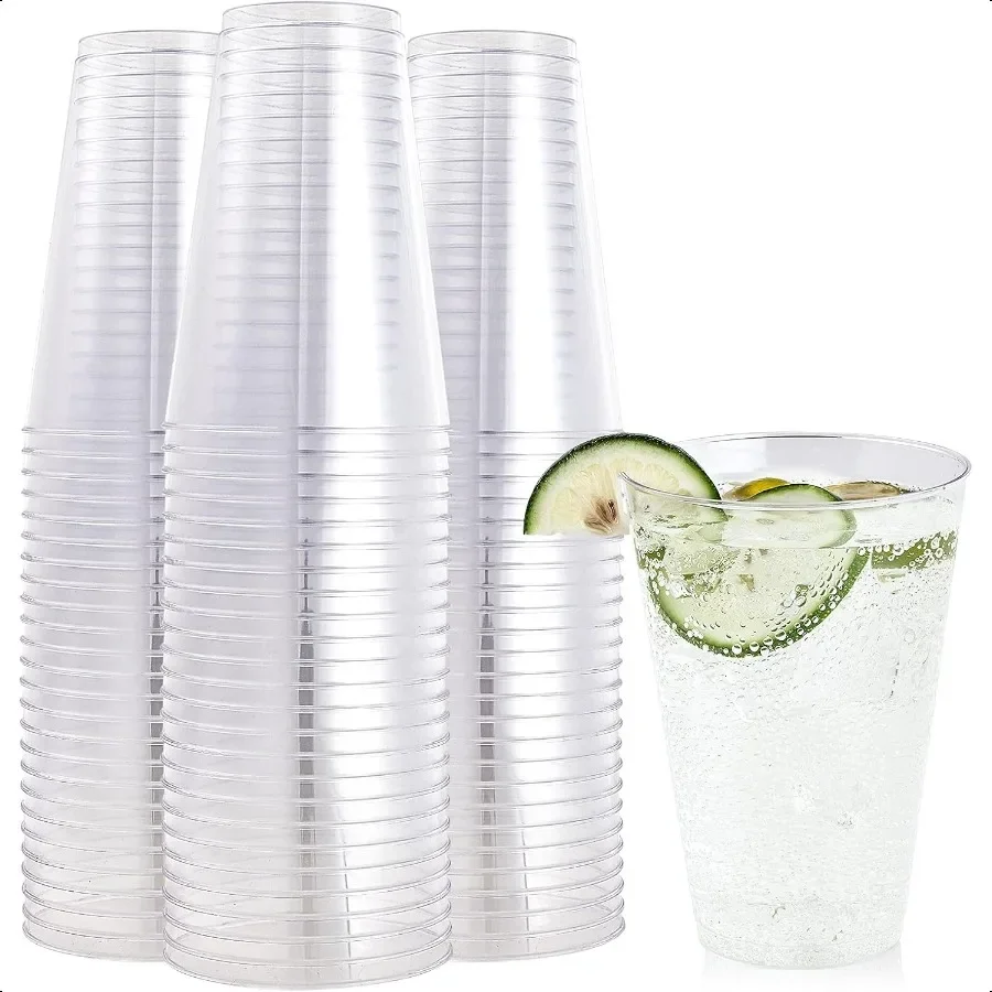 

100 Pack 14 oz Clear Plastic Cups Cups Large Reusable Plastic Tumblers Heavyduty Clear Cups 14 Ounce for Wedding Party Thanksg