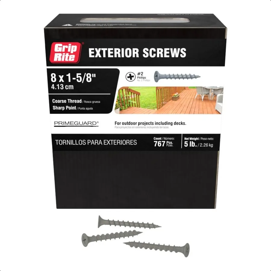 

PTN158S5 PG10 Polymer Coated 6 x 15 8 Coarse Thread Deck Screw Gray 5lb Box