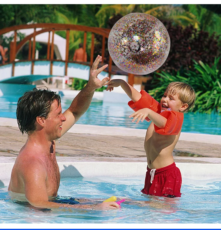 40cm Beach Balls Inflatable Beach Swim Pool Balls Toys for Kids Toddlers Outdoor Pool Game Toy Shine Water Ball with Inflator