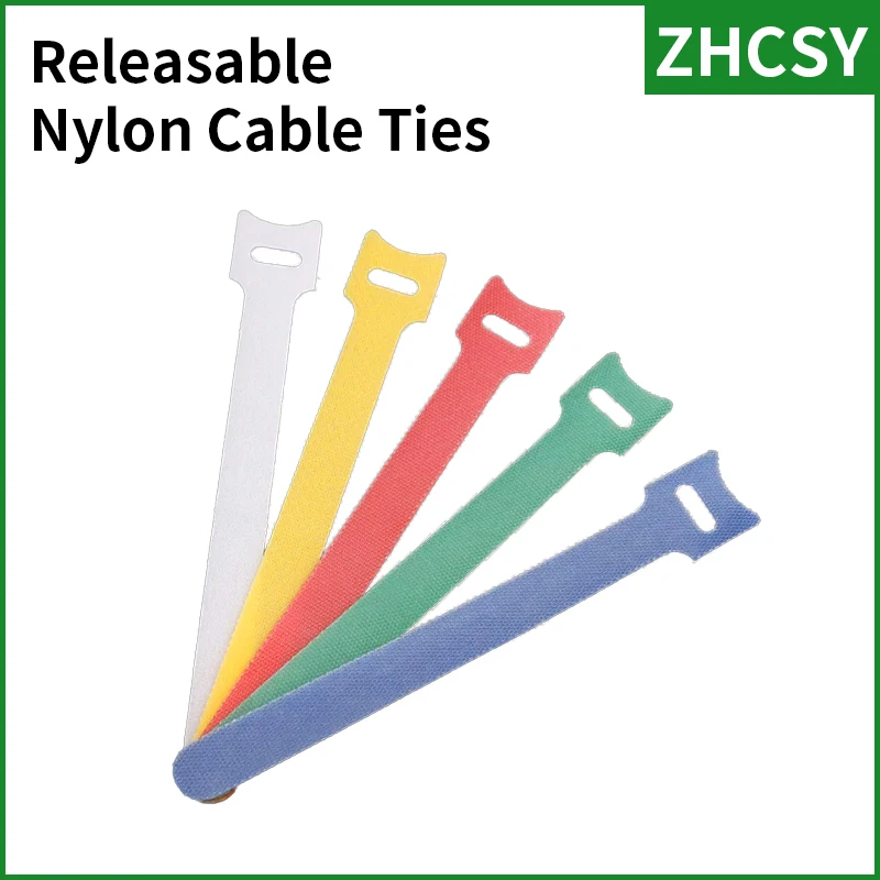 50/100/500PCS Magic Releasable Nylon Cable Ties Colored Plastics Reusable Loop Wrap Zip Bundle  T-type Wire Connectors