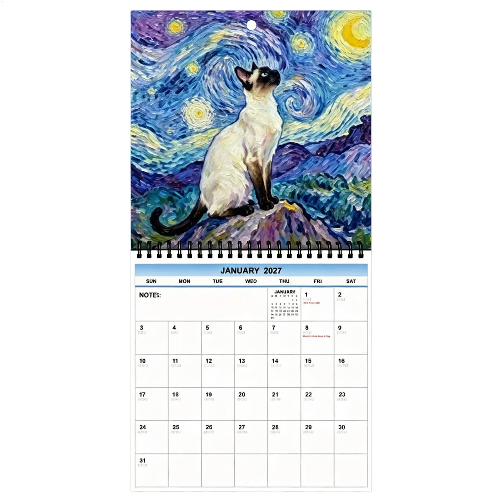 2027 Calendar Schedule Management Planner Cat Theme 12 Month Wall Planner For Dining Room Dorm Living Room Bedroom Study