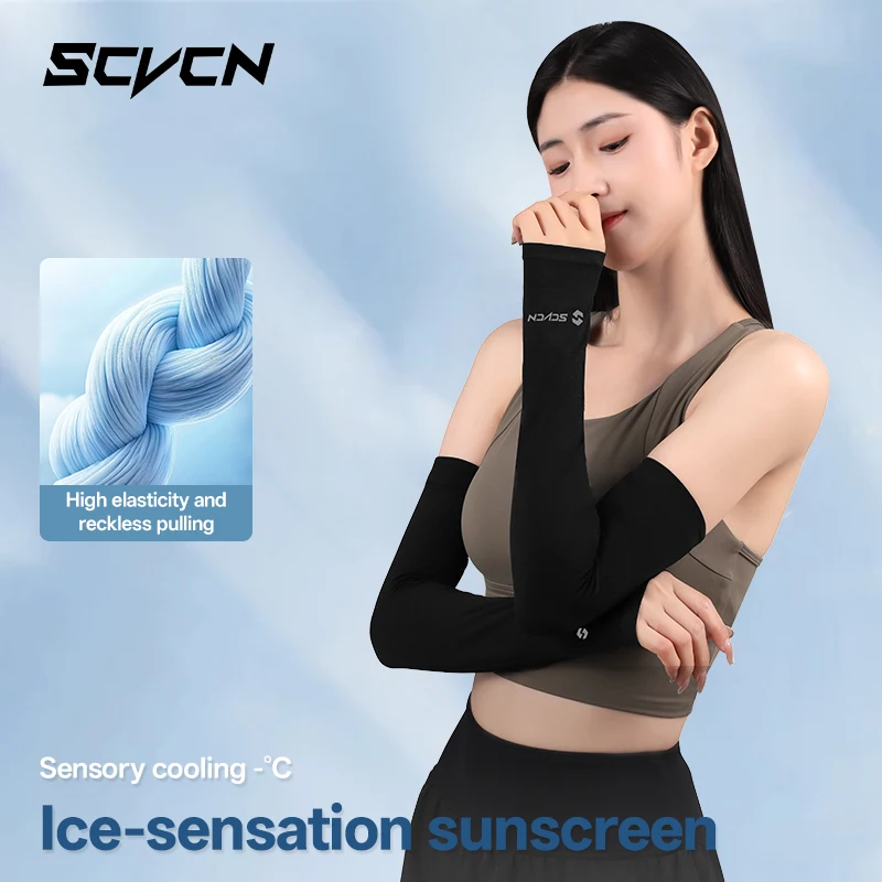 SCVCN جديد الرجال النساء في الهواء الطلق ركوب الدراجات المشي لمسافات طويلة الصيد تشغيل Bikinglce غطاء التبريد النسيج كم UPF50 + أكمام الحماية من الشمس