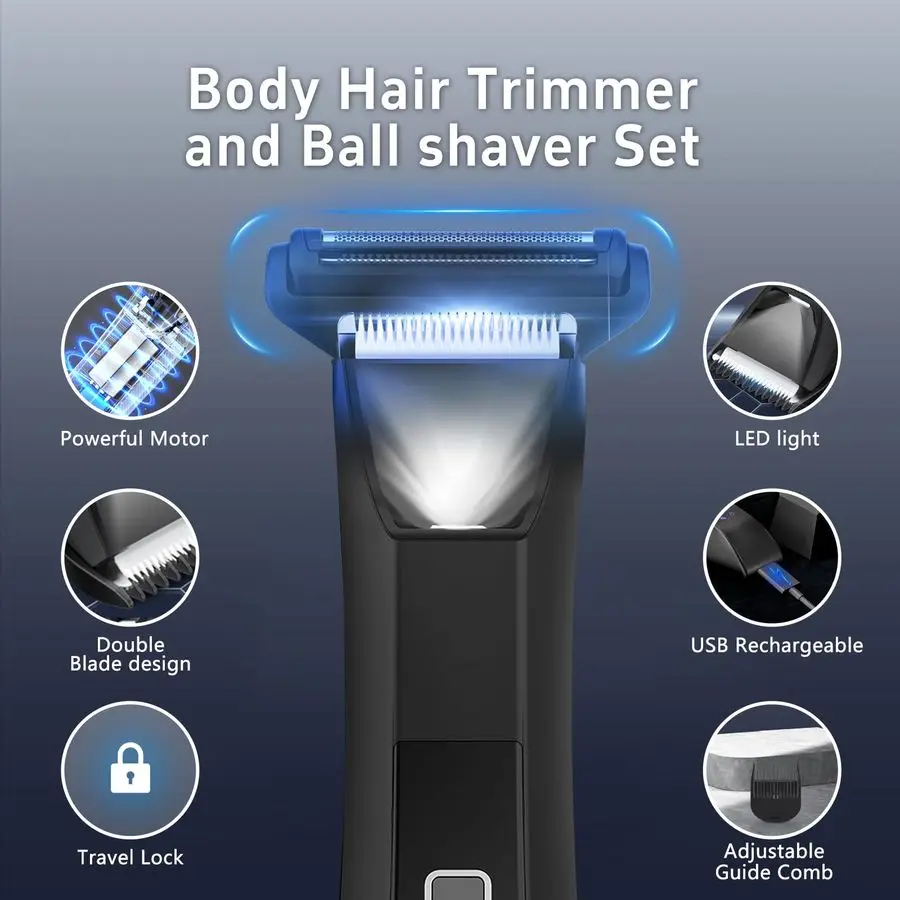 ماكينة تشذيب للرجال ماكينة حلاقة لاسلكية ومقصات حلاقة 3 في 1 للرجال مقاومة للماء والرطب والجاف مع قفل للسفر، LED #4