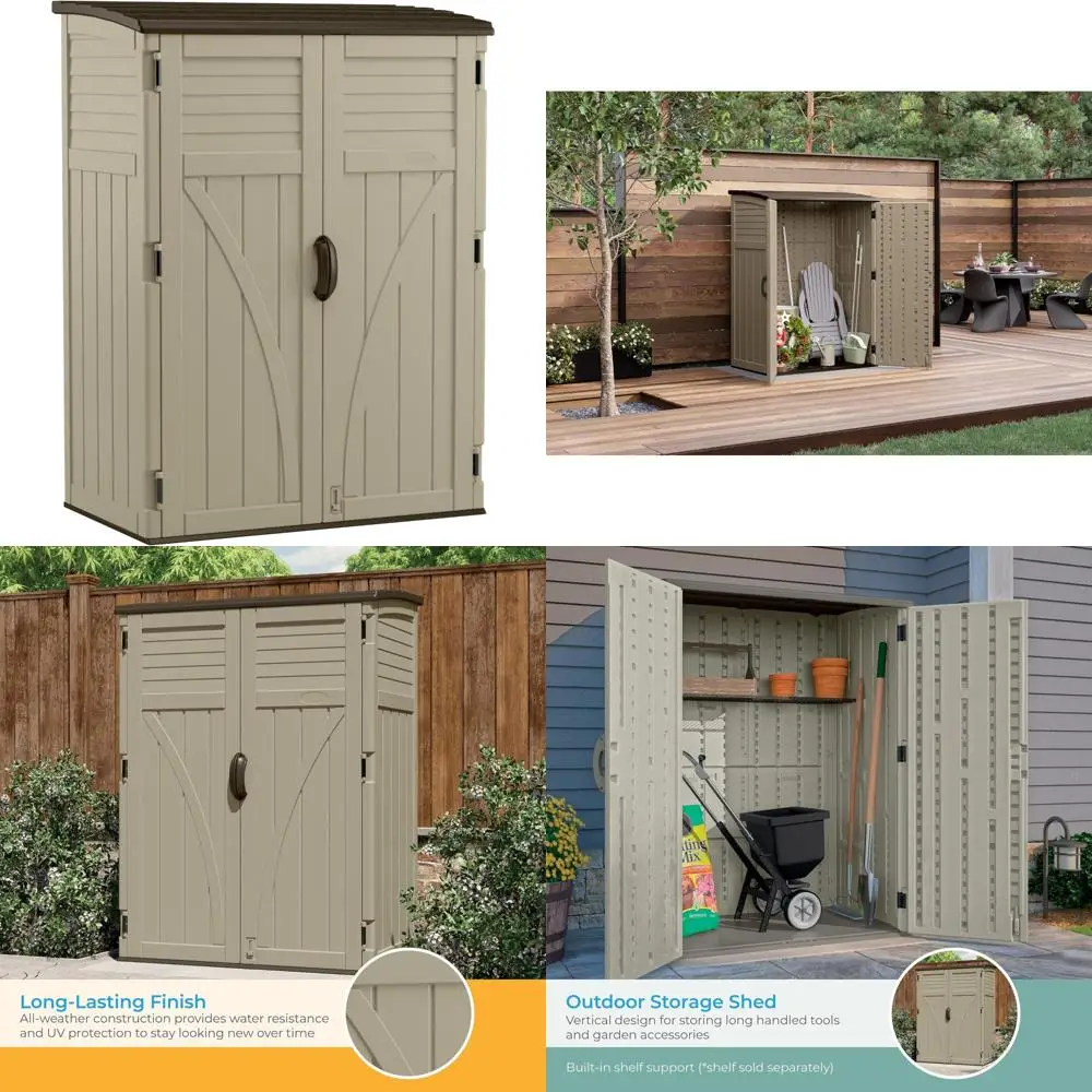 

Прочный пластиковый 54-кубический вертикальный навес для хранения на открытом воздухе с несколькими стеновыми панелями и просторным дизайном