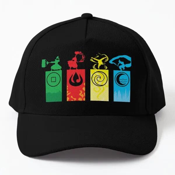 Avatar The Last Airbender Element Symbol  Baseball Cap Hat Printed Hip Hop Outdoor Snapback Casual Sun Casquette Boys Black