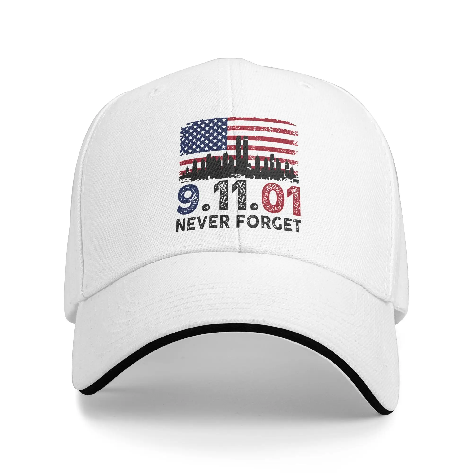 Distressed Grunge NYC Skyline 911 Never Forget Baseball Cap  Kpop Rock Hot Sale Trucker Hat Classic Snapback Cap