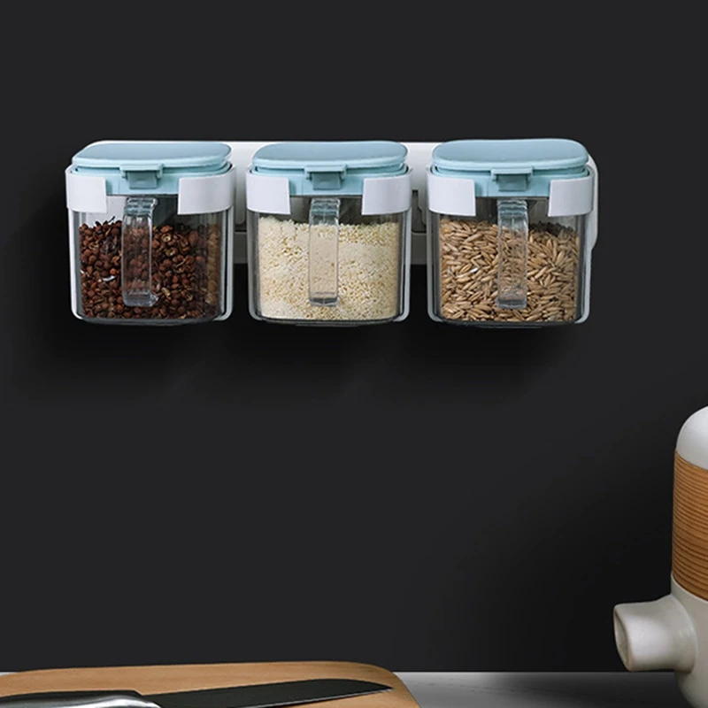 Wall Mounted Seasoning Box Kitchen Utensils With Cover Material Box Household Spoon Storage Box