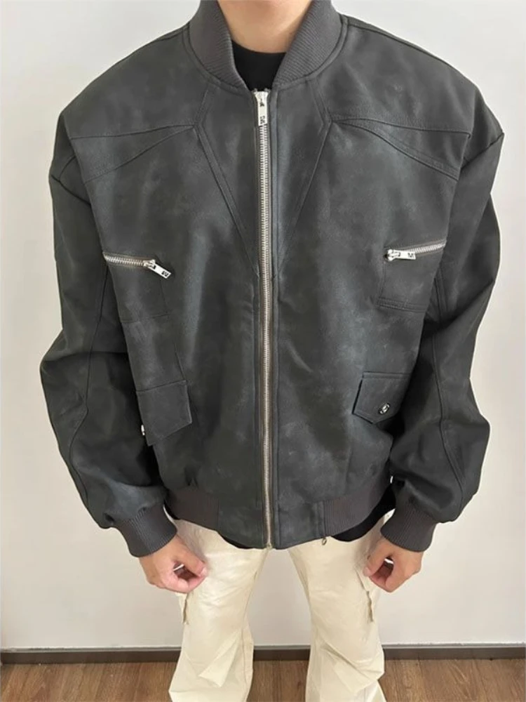 

Vintage American Style Suede Jacket Lightweight Retro Zipper Coat for Layering Men Women​