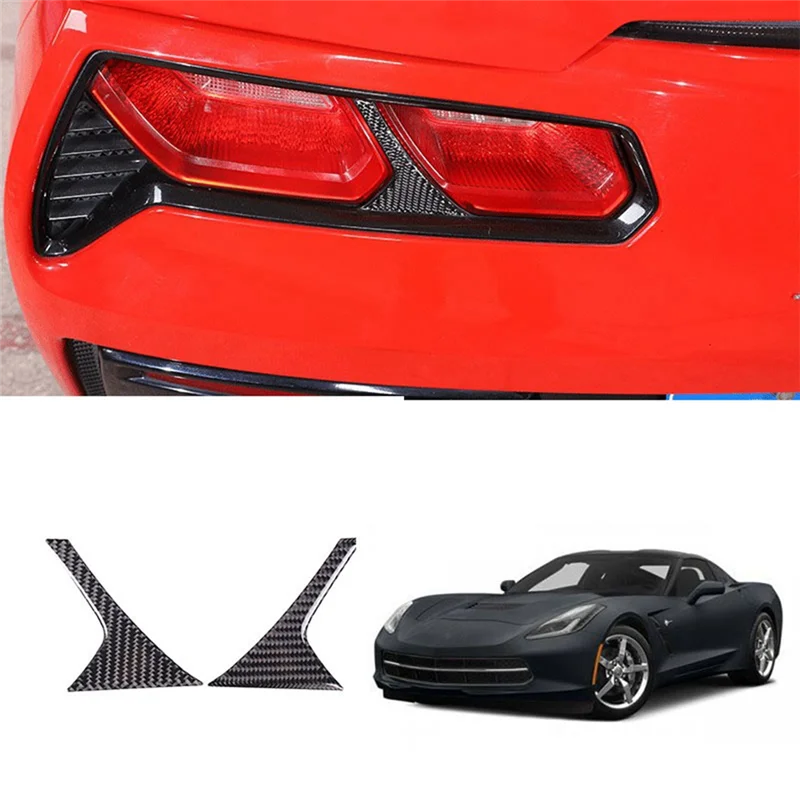 Car Carbon Fiber Rear Tail Light Lamp Cover Garnish Strip Taillight Eyebrow Cover Trim for Chevrolet Corvette C7 14-19