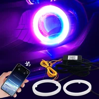 2 uds RGB algodón LED Ojos de Ángel Halo anillo 60/70/80/90/95/100/110/120mm lámpara de faro LED para coche motocicleta DRL ojos Control por aplicación