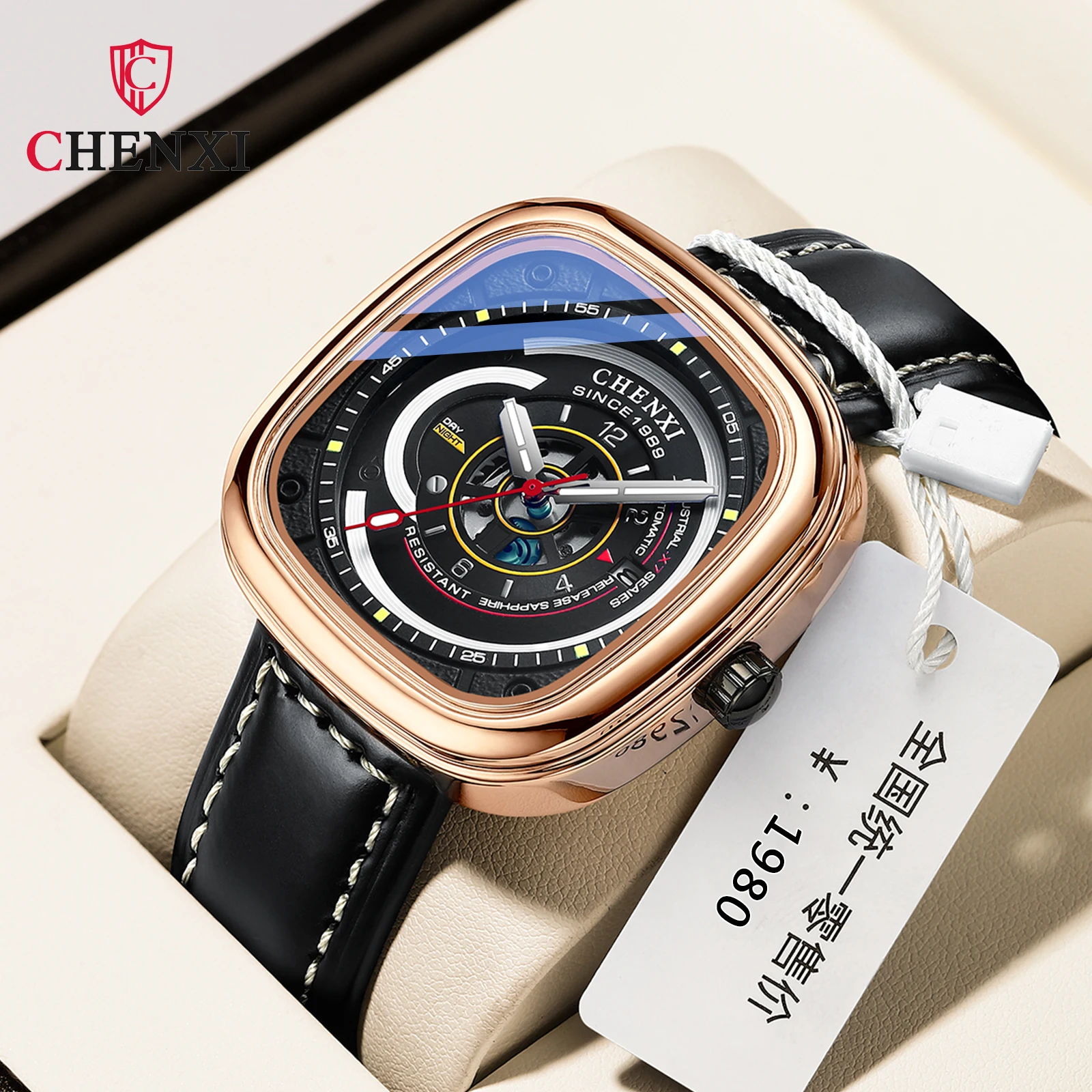 

Fashion 2022 New Chenxi Top Brand Men Watch Luxury Hollow Square Sport For Leather Strap Waterproof Quartz Casual Wristwatches