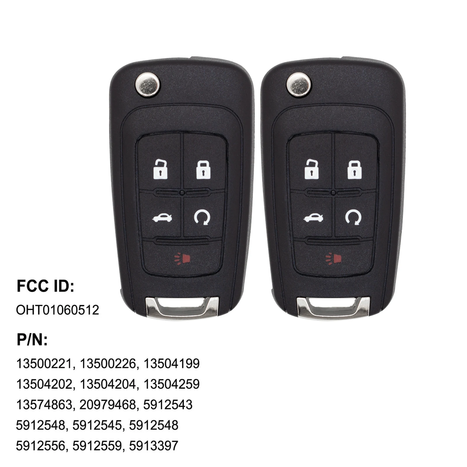 

Pair 5 Buttons Car Remote Control Key Fob Case 315MHZ ASK 46 Chip for GMC Terrain Chevrolet Cruze Camaro Buick Regal OHT01060512