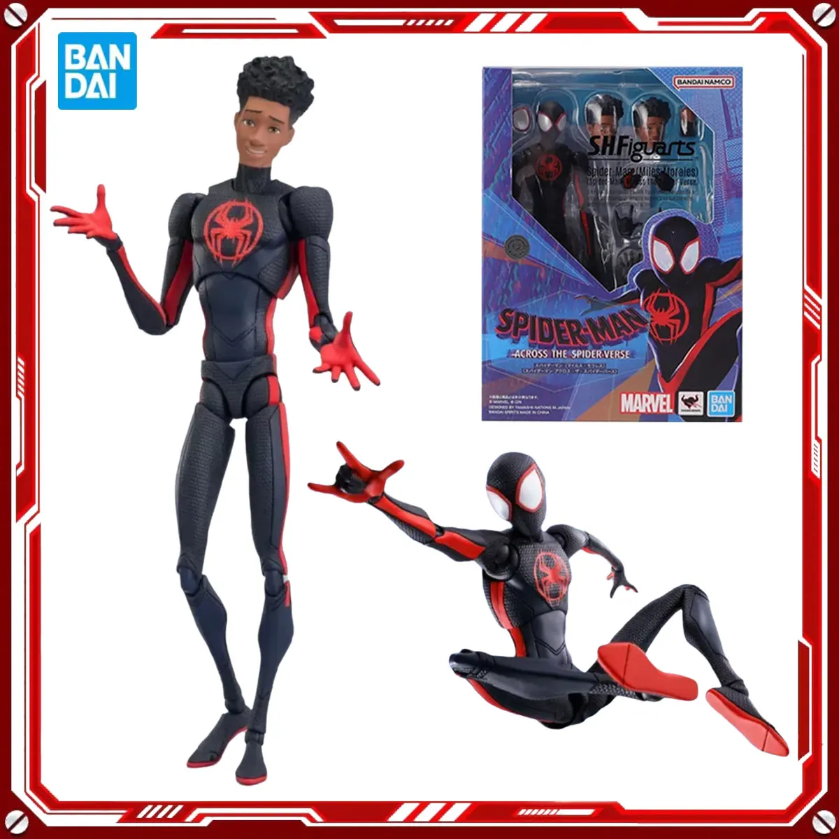

Bandai Genuine Spider Man Anime Model Kits Spider Miles Morales Toys SHF 1/12 Action Figure Assembly Model Christmas Present