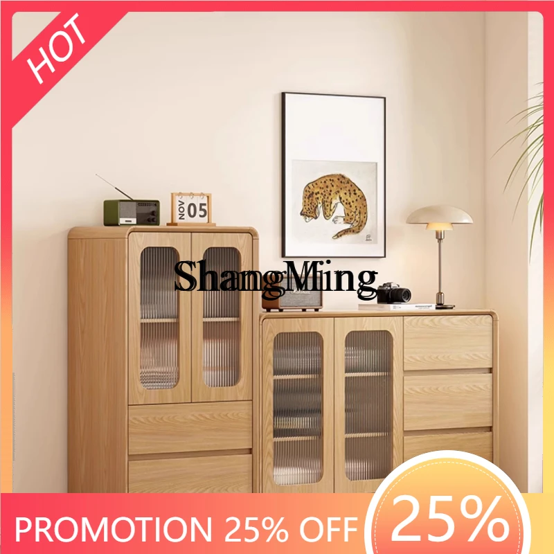 

FG log color simple living room storage space kitchen solid wood side cabinet dining room side against the wall