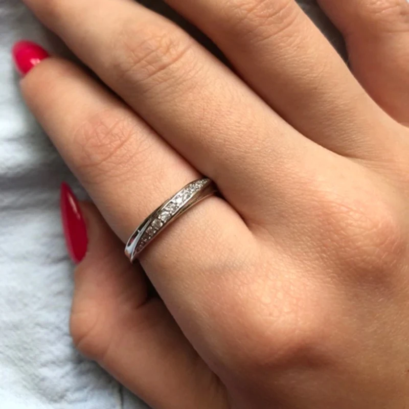 ZHOUYANG Wedding Ring For Women Lovers Simple Cubic Zirconia Rose Gold Color Fashion Jewelry R314