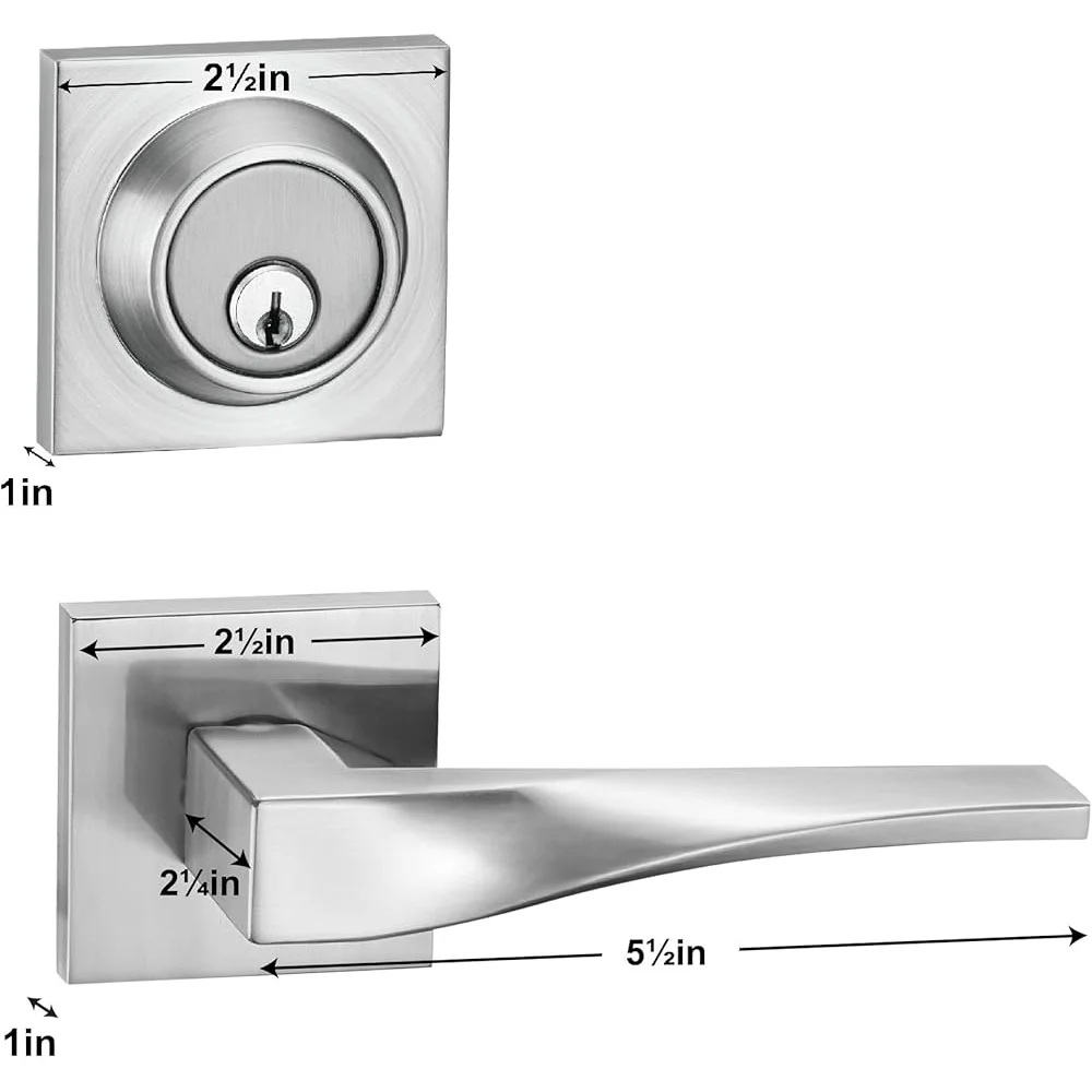 Sleek Entry Lever Door Handle Set with Deadbolt Lock Reversible Design Front Door Office High Security Metal Hardware