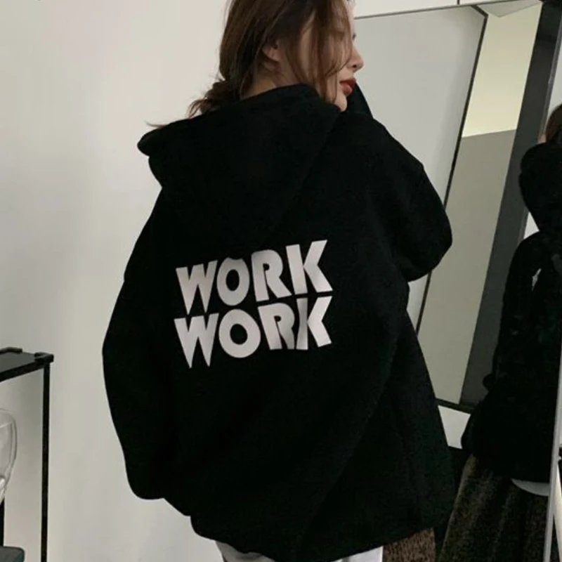 Hoodies Women Streetwear Letter Simple Design Stylish Leisure Students Basic Loose All-match Ulzzang Personality Spring Retro