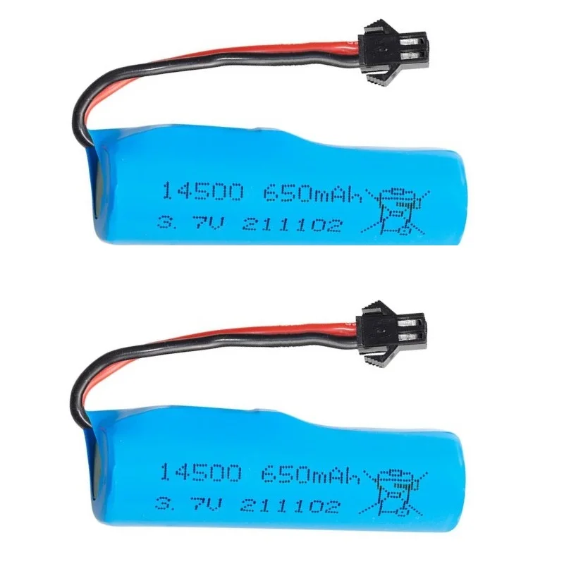 1S 3.7V 650mAh Li-ion Battery 14500  SM plug /3.7V charger For R/C Stunt Dump Car/4WD Twist- Desert Cars  R/C Climbing cars