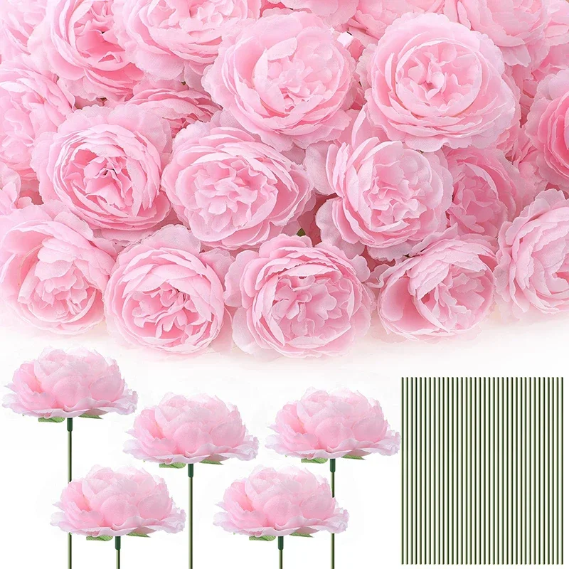 20/40 Stück Künstliche Pfingstrosen-Blumensträuße aus Seide für Heimdekoration, Garten, Hochzeit, Brautdekoration, DIY-Vasenzubehör – Detail 1