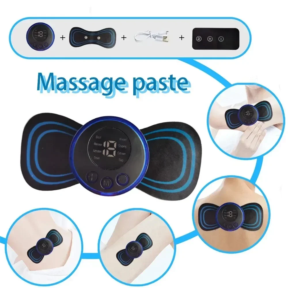 

Mini Rechargeable Neck Massager Portable Electric Neck Massage Cervical Massage Patch 8 Modes 19 Level Relieve Muscle Fatigue