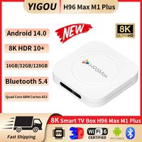 H96 MAX M1 PLUS New Smart TV Box Android 14 Smart TV Box RK3528 4GB 128GB Wifi6 BT5.4 8K HD Google Voice Assistant Media Player