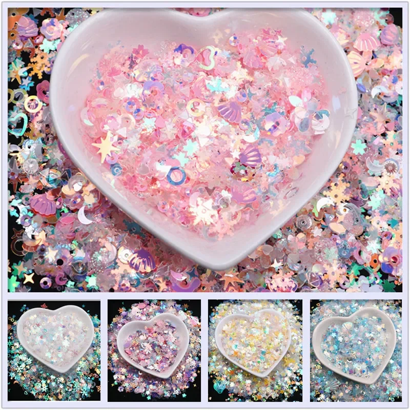 20/50g Glitter Sequin Mix Star Heart Dot Shape Colorful Nail Sequins for Shaker Nail Art Flakies Paillette Decoration