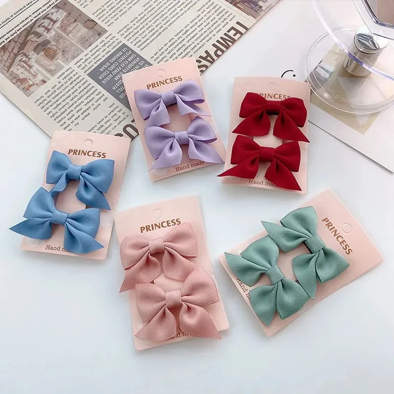 2PCS New Cute Bow Headgear Sweet Little Girl Hair Accessories Summer Girls Net Red Clips Baby Hairpins Children Hair Clips Gifts