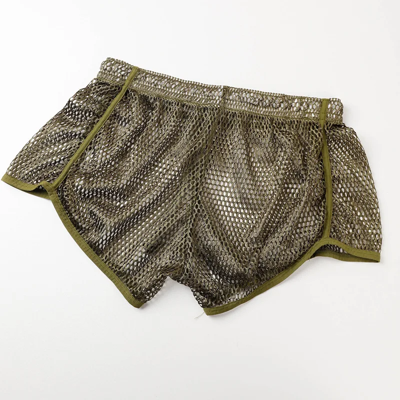 

Мужские сетчатые шорты-боксеры «Алоха»: дышащие, сексуальные, с вырезами, прозрачные, свободные, для дома и спорта, тонкие спортивные шорты-джоггеры