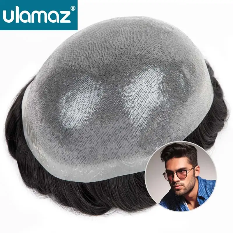 

Мужские парики Full Skin: прочные, с имитацией натуральной линии роста волос, 0.08 мм, полиуретановая основа, система замещения волос из натуральных человеческих волос