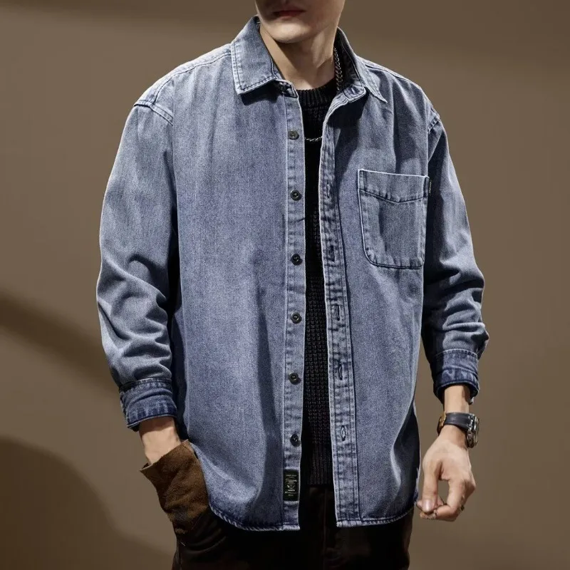 

Retro Button Loose Male Jean Coats Japanese Trendy Menswear Designer Fast Delvery Low Price of Fabric Y2k Men's Denim Jacket