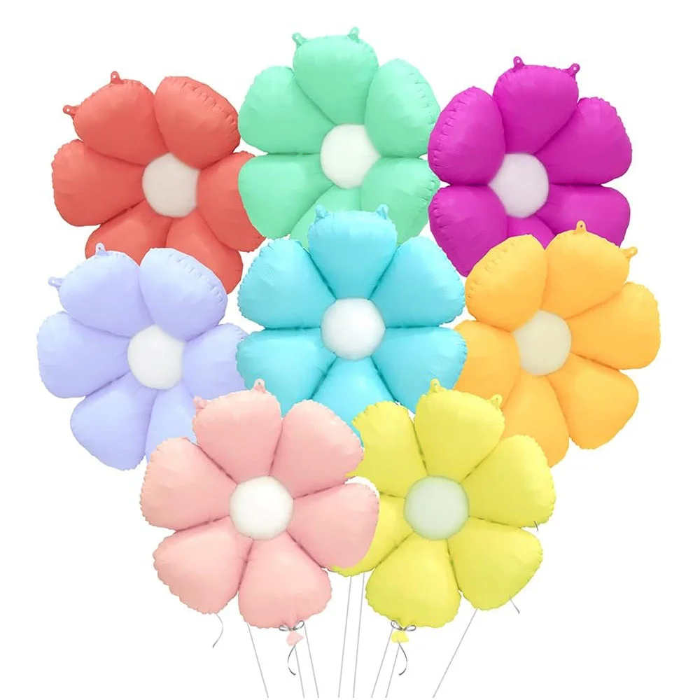 

8pcs Macaron Candy Color Daisy Flower Theme Balloons Daisy Foil Helium Balloon Birthday Wedding Party Decor Baby Shower Toys